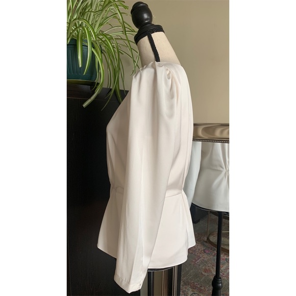 Silk Crepe Peplum Button Blouse, White, J. Crew, 6 - Picture 3 of 9